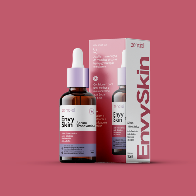 Zencial Envy Skin Sérum Clareador com Ácido Tranexâmico, Ácido Glicólico - Tratamento de Acne - Manchas de Pele e Melasma