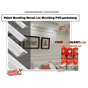 Paket 10/20btg List Moulding bahan PVC ukiran Dinding Gratis Lem Silent