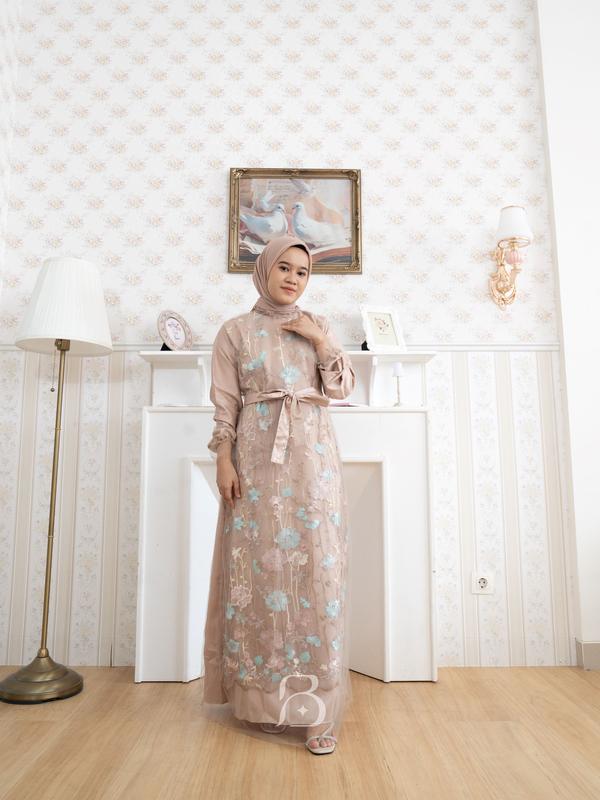Rachel Dress Tulle Garden Neww Motif Size M L XL XXL Gamis Kondangan Bridesmaid Lamaran Elegant Terbaru Kekinian Best Seller 3