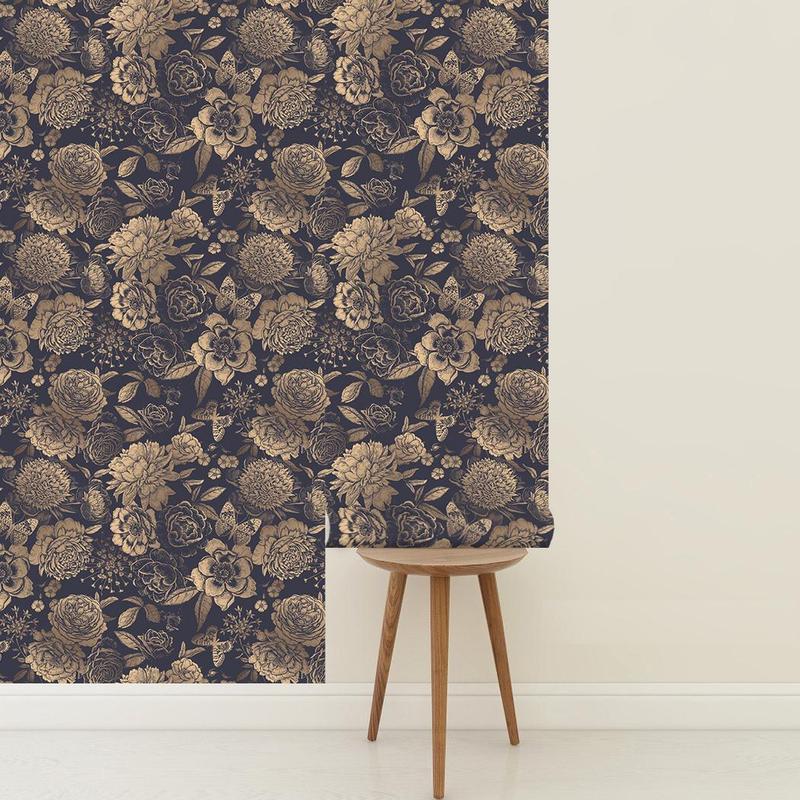 Retro Flower Pattern Wallpaper, 1 Count Removable Self-adhesive Wallpaper, Vintage Design Decorative Wallpaper For Living Room Bedroom Kitchen 6