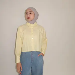 ALAYA Kemeja Crop Katun Wanita  Atasan Casual Kekinian