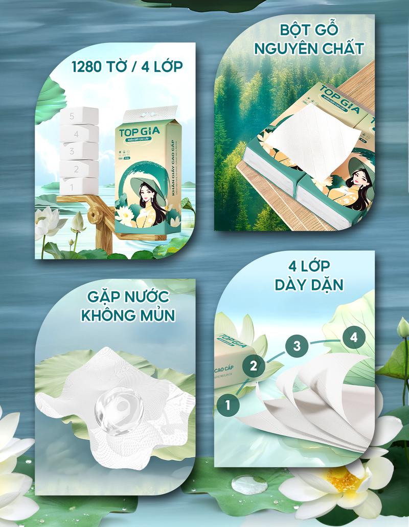 Product Introduction of [TOPGIAVN1] - Combo 6 Bịch Giấy Rút Đáy Cao Cấp Sắc Việt TOPGIA 4 Lớp – Khăn Giấy Đa Năng Top Gia Mềm Mại Và Mịn Màng, Thân Thiện Với Môi Trường + Tặng Kèm 3 Móc Treo Miễn Phí. 3