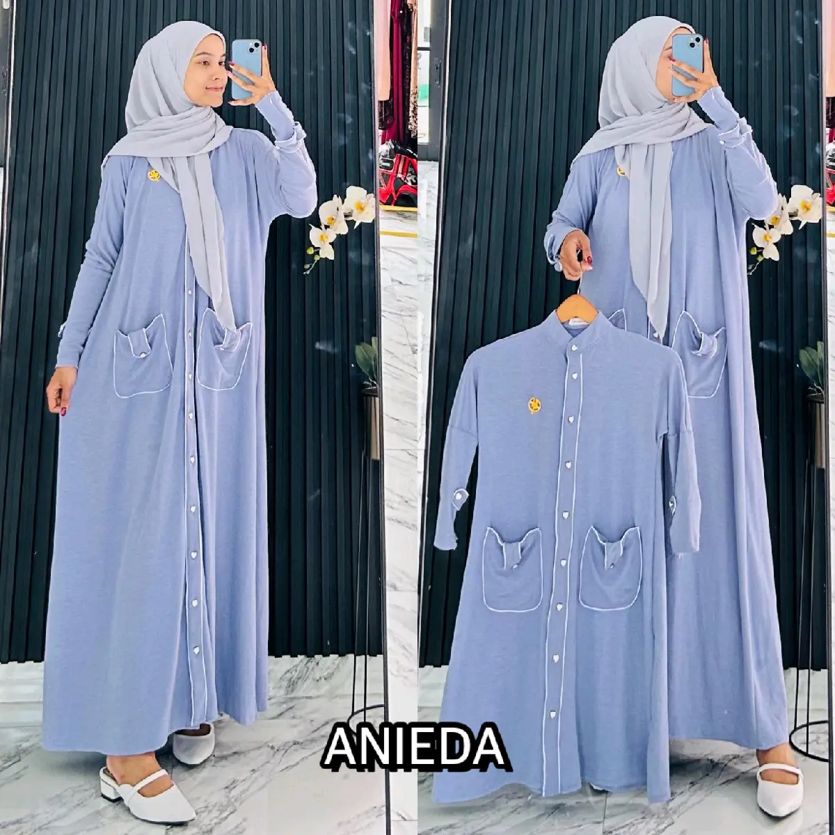 Medina Abaya Couple Soft Lasso Knitted Premium