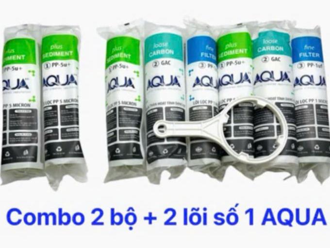Combo 8 lõi lọc nước 123 + tay vặn Aqua Plus - Lõi Lọc Thô 1 2 3 Lọc Nước Sinh Hoạt, Nước Uống Trực Tiếp Aqua plus!