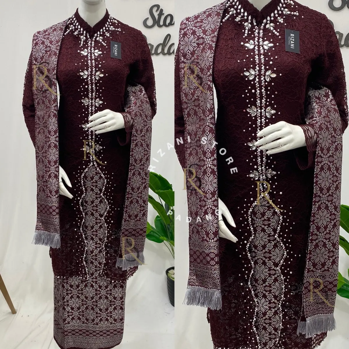￼set kebaya brukat payet Yura/kebaya modern/kebaya ibu besan/kebaya kondanga Wanita Wisuda Kondangan Dress Pesta