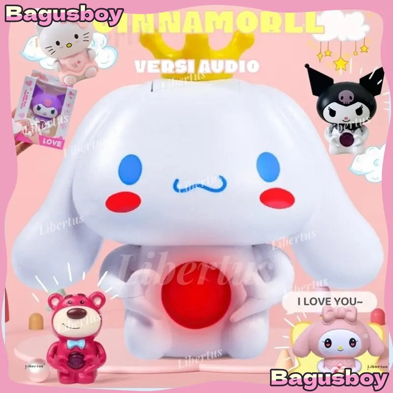 Mainan perempuan [Versi audio]I love you Lotso Sanrio boneka Night sonic Light Kawaii 3D LED Cinnamoroll Lampu Figure Kartun  Lucu Kecantikan Hiasan Kamar Tidur Samping Tempat Kotak kado ulang tahun cewek Plastik pentol pasangan Kuning Hadiah Ayam 0