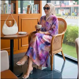 Yuri Dasster Bunga Lengan 3/4 Terbaru LD 120 Rayon Busui Nyaman  Dress V Neck Motif Bunga Warna Warni  Untuk Ibu Wanita Bumil