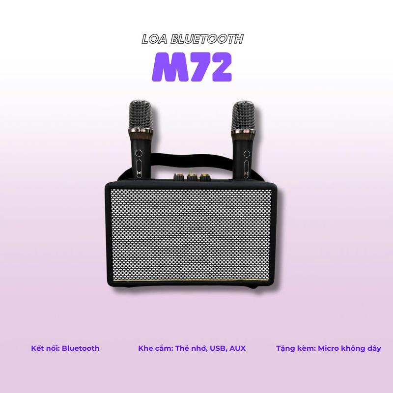 [TẶNG 2 MIC KHÔNG DÂY] Loa Bluetooth Karaoke Di Động M72 Công Suất 80W - Âm Thanh Mạnh Mẽ, Hát Karaoke Gia Đình, Nghe Nhạc Hay Chất Lượng