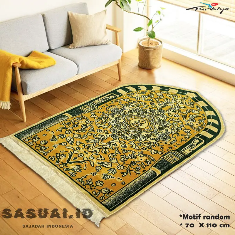 Sajadah qubah beludru ukuran dewasa tebal halus motif muslim turki Nyaman Bulu Hitam Lembut 3