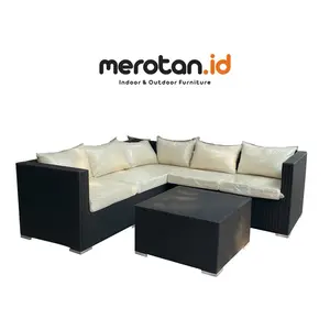 Set Kursi Tamu Rotan Sintetis / Set Kursi Sudut / Sofa Tamu Sudut Outdoor Rotan Sintetis