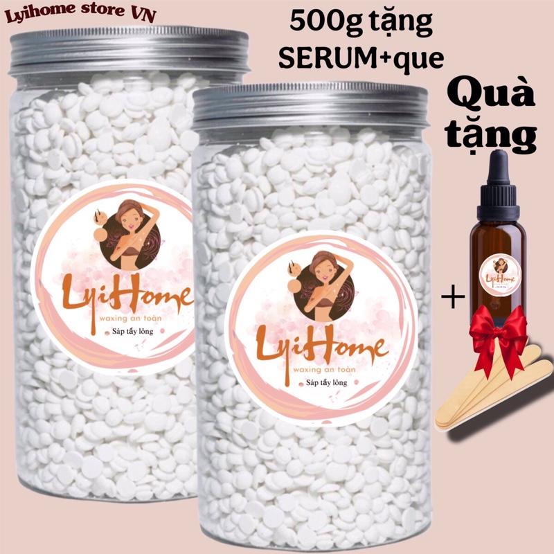 TẶNG SERUM+QUE Hũ 500g sáp wax lông nóng sữa dừa thơm tẩy mọi loại lông nhanh chóng tiện dụng