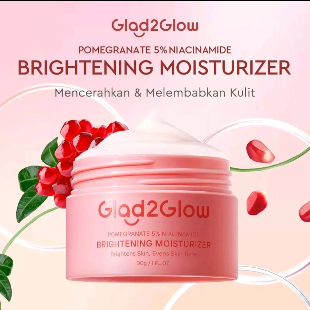Glad2Glow  POMEGRANATE 5% NIACINAMIDE  BRIGHTENING MOISTURIZER moist untuk chicken skin
