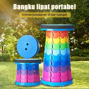 Kursi Lipat Portable BulatTeleskopik Folding Chair BangkuSerbaguna   Camping Outdoor Termasuk tas penyimpanan