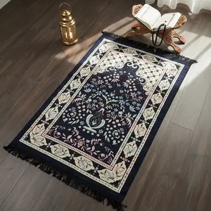 YAMANI Sajadah Dewasa Travelling Tambang Uk 70x110 cm Bahan Chenille Perlengkapan Sholat Motif Elegan dan Nyaman