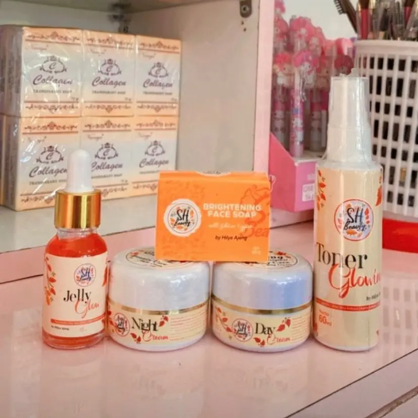 Glowing SH sepaket lengkap siang malam sabun serum dan toner