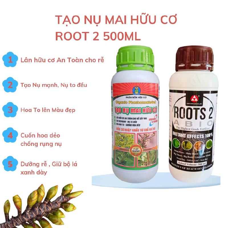  Combo Tạo Nụ Mai Hữu Cơ Root2  An toàn cho cây tạo nhiều nụ to nụ hoa lên màu đẹp tươi lâu chống rụng nụ rụng bông dưỡng rễ giữ bộ lá xanh dày chai 500ml 