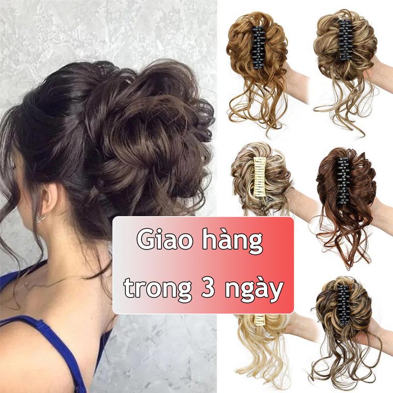 Tóc Đuôi Ngựa Tóc Ngắn Tóc Xoăn Búi Nụ Tự Nhiên Và Bồng Bềnh Tóc Giả Kẹp Phụ Kiện Tóc