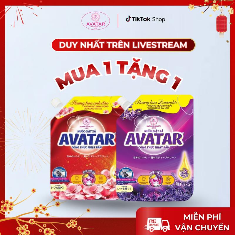 COMBO 2 Túi Nước giặt xả Avatar 5 in 1 hương lavender& hoa anh đào làm sạch sâu lưu hương dài lâu dịu nhẹ cho làn da Làm Sạch 2kg túi nước giặt