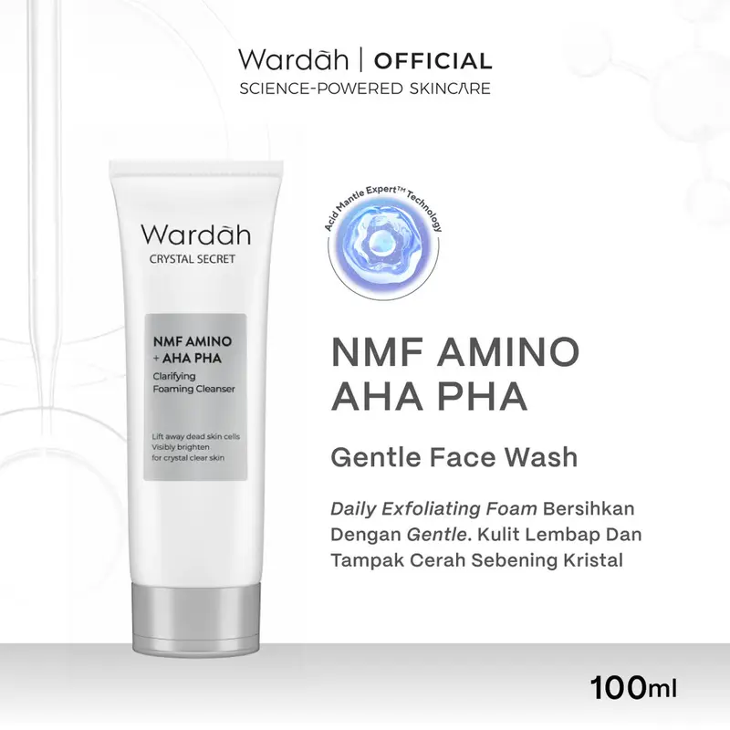 Wardah Crystal Secret Foaming Cleanser with Natural AHA+PHA 100 ml - Sabun Cuci Muka Mencerahkan 0