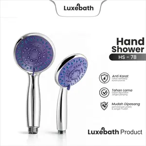 Hand Shower Kamar Mandi Tanpa Selang Bahan ABS Chrome HS-78 Full Body dengan Pelambat Air dan Semburan Lembut Diameter 9 cm