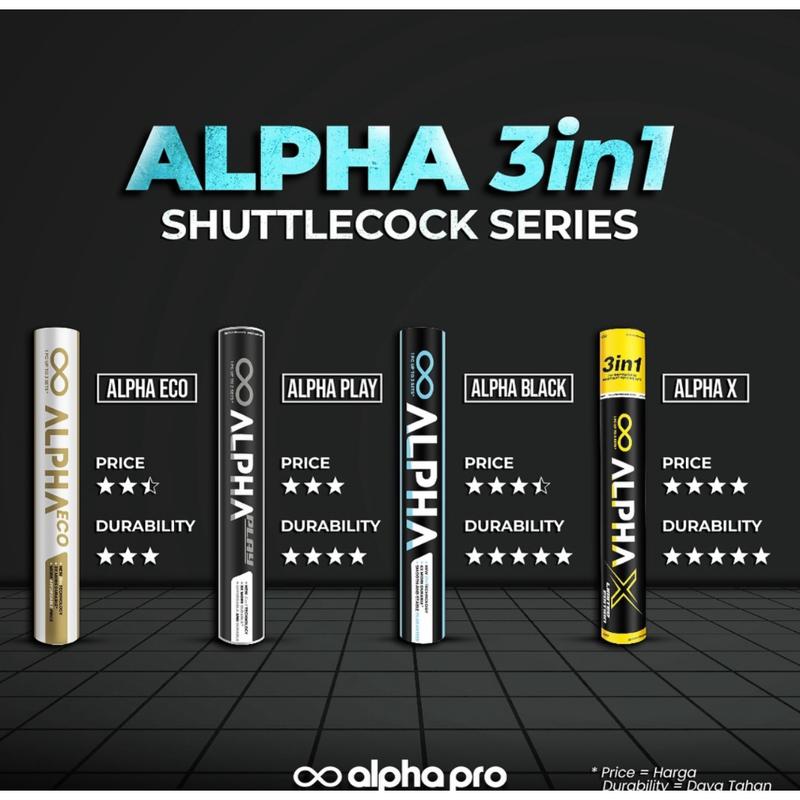 Shuttlecock  Cock Badminton 3 IN 1 Nitro Gold / Alpha Black / Alpha Eco White Original 0