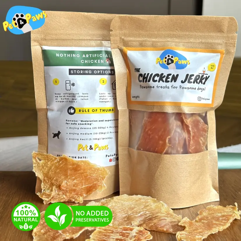 PetnPaws Chicken Jerky Snack (100gr)| Snack Anjing dan Kucing | Dehydrated Chicken Jerky Dogs & Cats