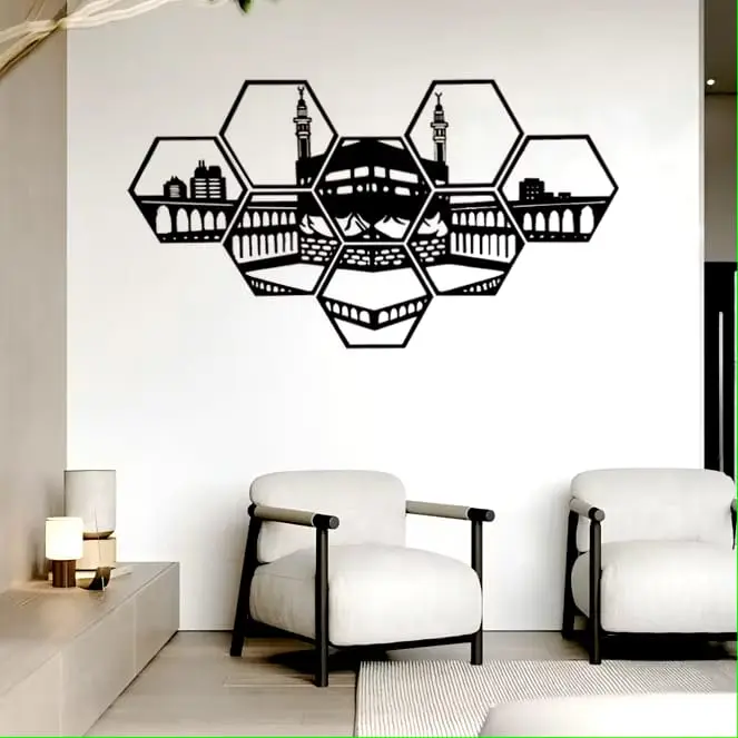 Ornamen Dinding Kayu Aesthetic Motif Ka'bah