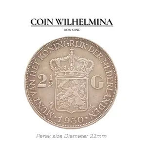 Original Koin Kuno Wilhelmina Nederland 1943 Silver 1/2 G Best Quality