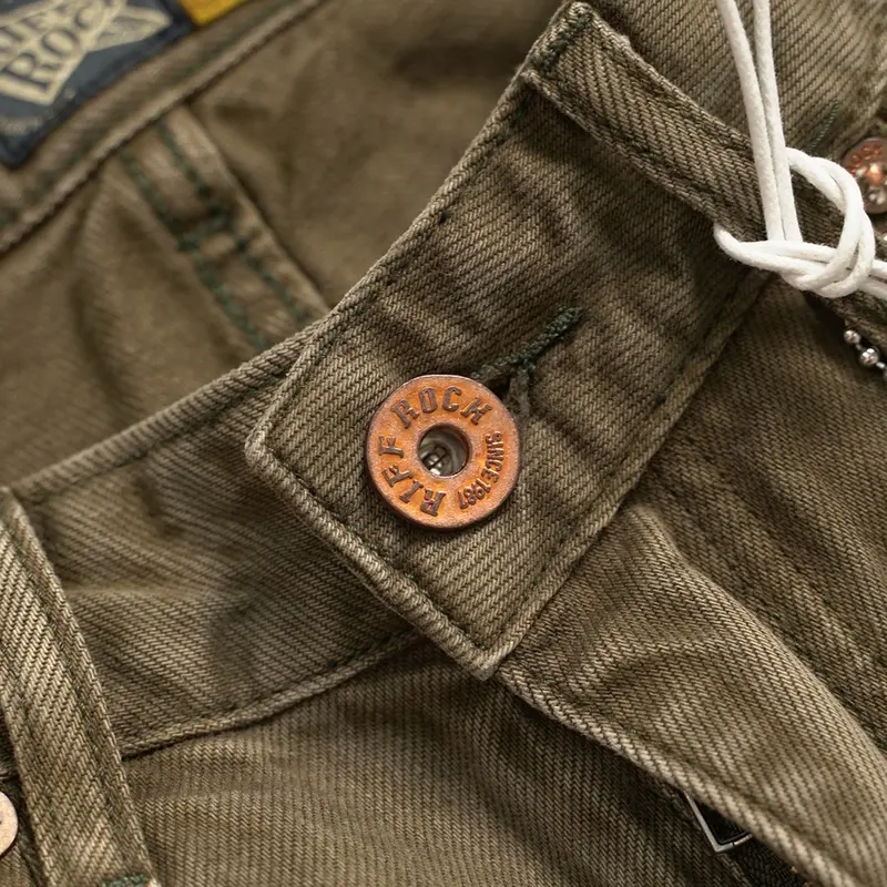 MÃ số 033, Quần Jean Nam, Dáng Hơi Suông, Denim Không Co Giãn, Màu Nâu, Phong Cách Vintage 4