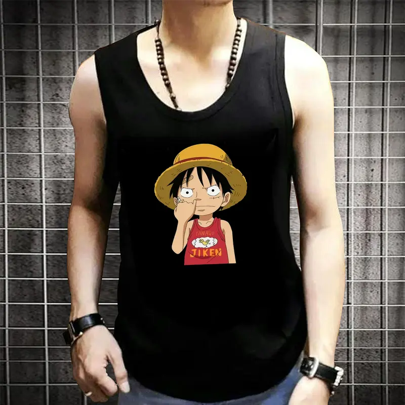 Paket Luffy Onepiece 4 Pcs Kaos Dalam Singlet Pria Hitam Dewasa - Pilihan Camur 4 Motif Paket Murah M-XXL - Keren 3