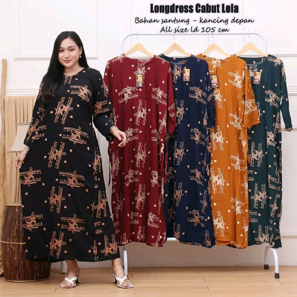 paket 3pcs 100ribu daster lengan panjang busui kekinian ld 115 muat sampai bb 70kg motif bunga cabutan hijab friendly busui Kancing friendly nyaman untuk ibu2