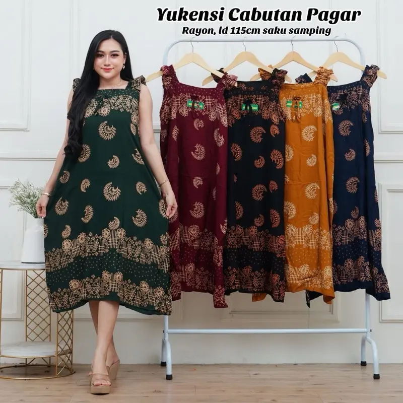 Daster Yukensi 3 PCS USAHA Paket Motif Nyaman Rayon Panjang Wanita Busui Batik Pendek Kancing Katun Tidur Ibu Bumil Bahan Rayon Santung Adem untuk Berbagai Aktivitas di Rumah 6