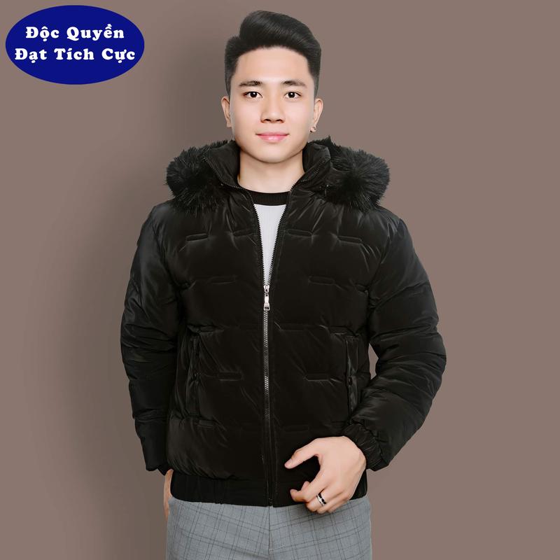   Độc quyền Đạt tích cực  Áo Khoác Phao Nam Nữ mũ lông có thể tháo rời chất nhung lì ấm áp thanh lịch trẻ trung  Menswear 