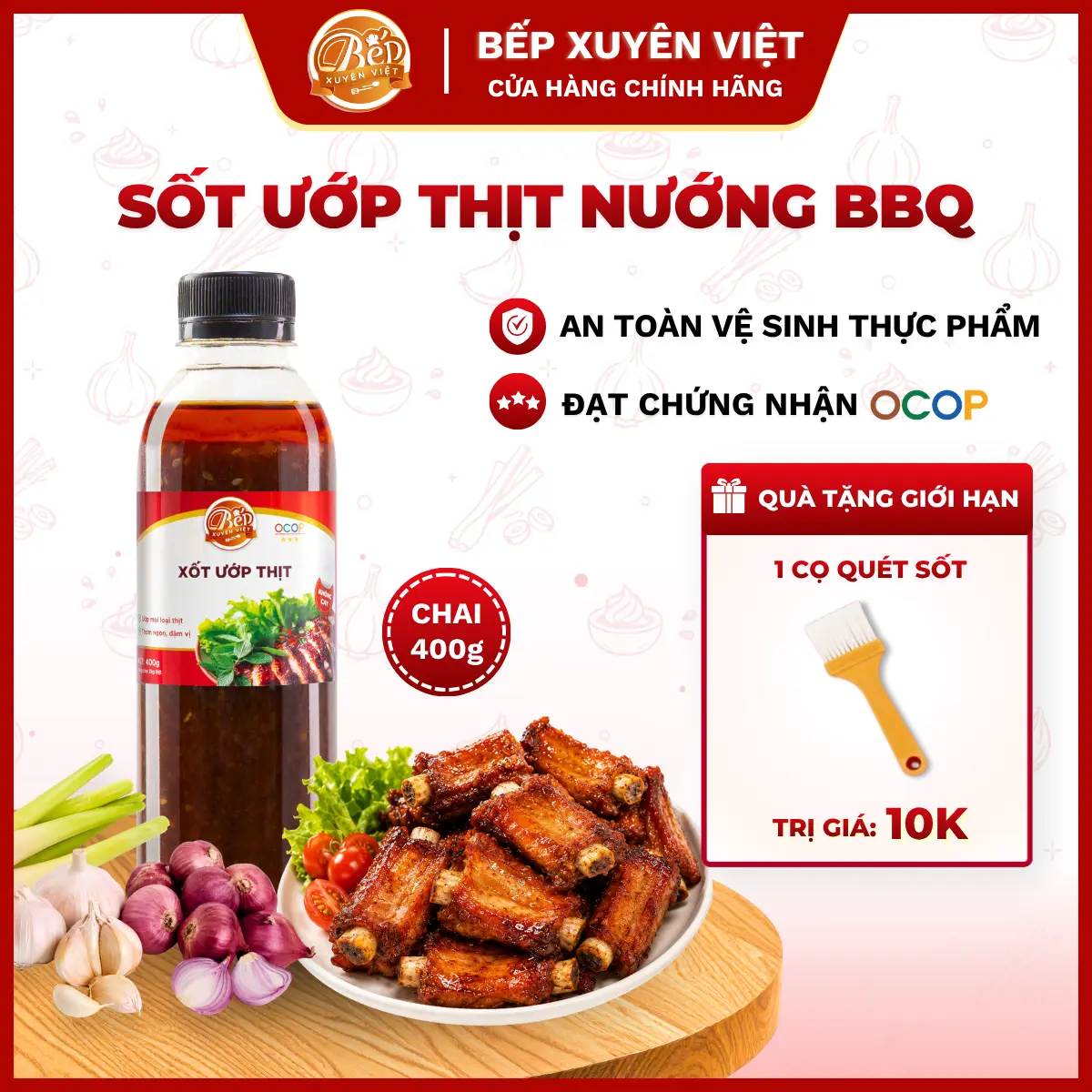 Sốt Ướp Thịt Nướng BBQ Bếp Xuyên Việt 400G, Nước Sốt Ướp Thịt, Hải Sản Tiện Lợi. Gia Vị
