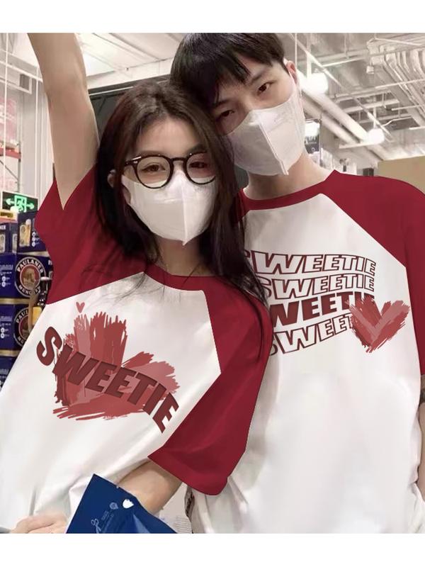 Áo Thun Cặp Đôi, Tay Áo Vai Tình Yêu, Chất Liệu Cotton Nguyên Chất, Áo Nữ Mới 2025, Ý Nghĩa Quà Tặng Ngày Lễ Tình Nhân 1