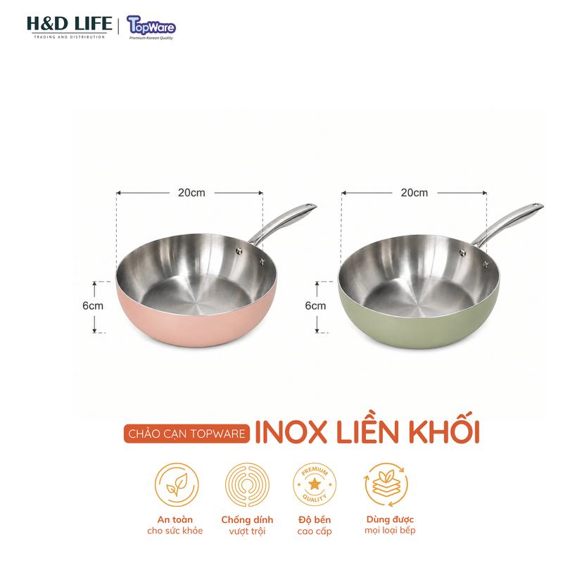 Chảo Chống Dính Inox 304 Liền Khối TopWare CUISI CERAMIC | An Toàn Chống Dính Tự Nhiên | Phù Hợp Mọi Loại Bếp | Thiết Kế Sang Trọng Hiện Đại - Quai Cầm Cách Nhiệt Topware Hdlife