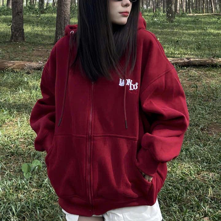    ÁO HOODIE ZIP NỈ BÔNG   Áo Khoác Hoodie Zip Thu Đông Mon Studio Vải Nỉ Bông Form Boxy Unisex Nam Nữ Đều Mặc Được Có Túi Trong 