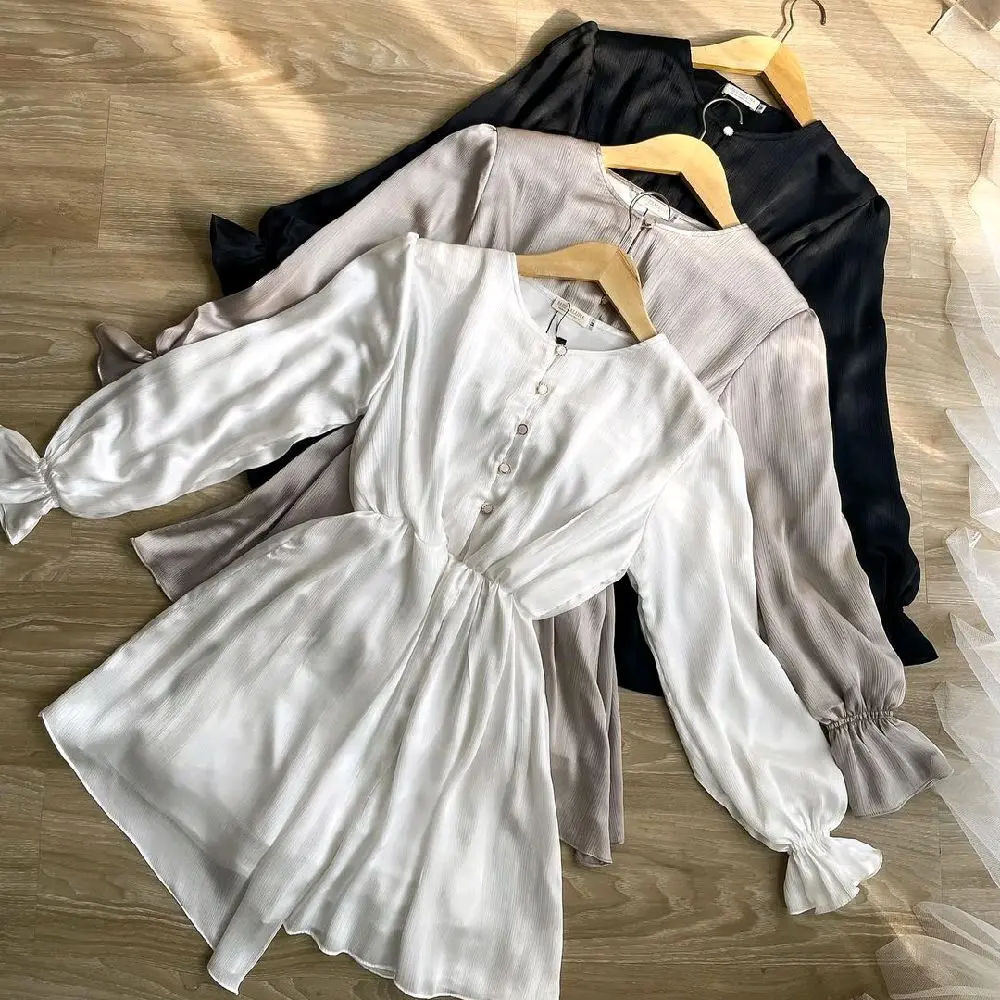 Ayla Blouse Baju Atasan Wanita Remaja Muslim Kekinian Bahan Cradenza Full Furing Kancing Silk