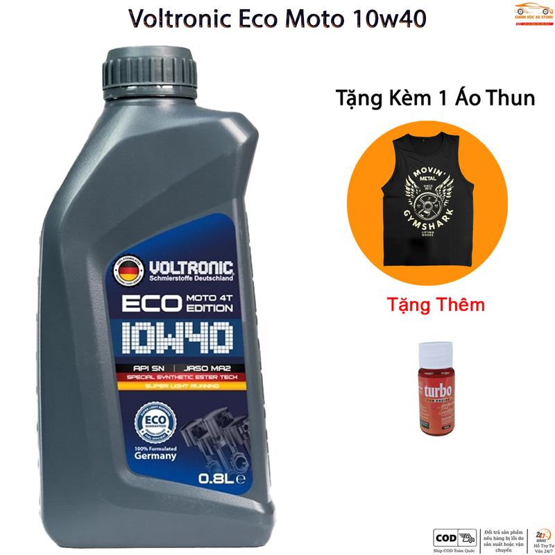 Dầu Nhớt Xe Máy Voltronic ECO Moto - Tặng Kèm 1 Áo Thun Mẫu Áo Màu Size Bất Kỳ Và 1 Phụ Gia Nhớt Mới Xado Very Turbo