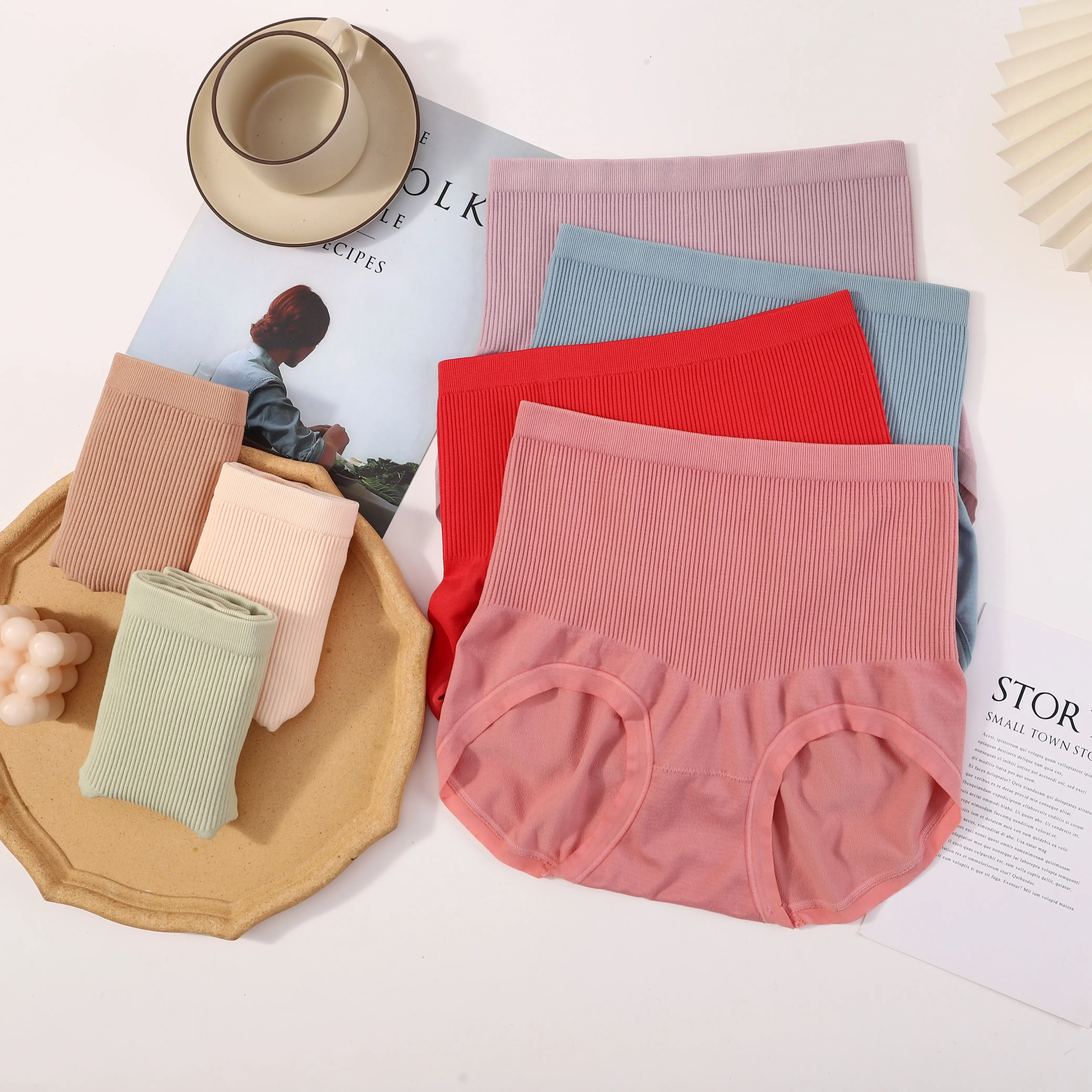 [7Pcs / Pack] Seluar Dalam Wanita, Saiz Besar, Pinggang Tinggi, Kawalan Perut, Bernafas, Lancar, Penutup Pinggul