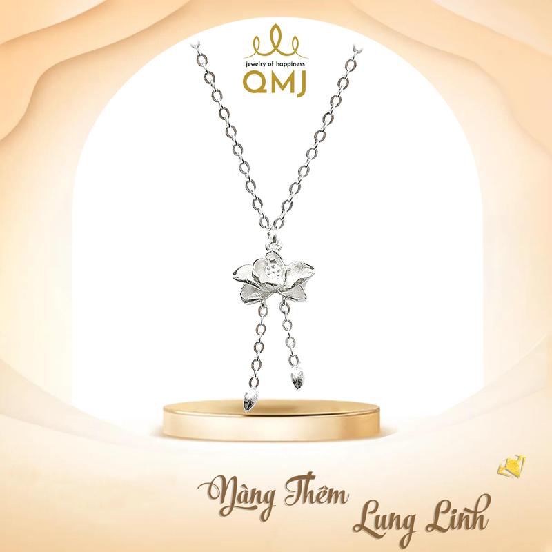 QMJ STORE - Q422 DÂY CHUYỀN TÂM LIÊN HOA HOA SEN BẠC thời trang phụ kiện trang sức bạc 925 cao cấp MÀU BẠC TRẮNG SANG - không xi kim