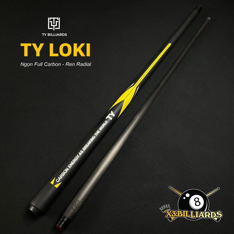  Cơ Bida Lỗ Ty Loki Full Carbon Tay Cầm Nhám Phíp Bakelite Tẩy How Đen Size 12.5 Chuyên Lỗ Sơn Nhám Ren Radial - Phụ Kiện X3 Billiards 