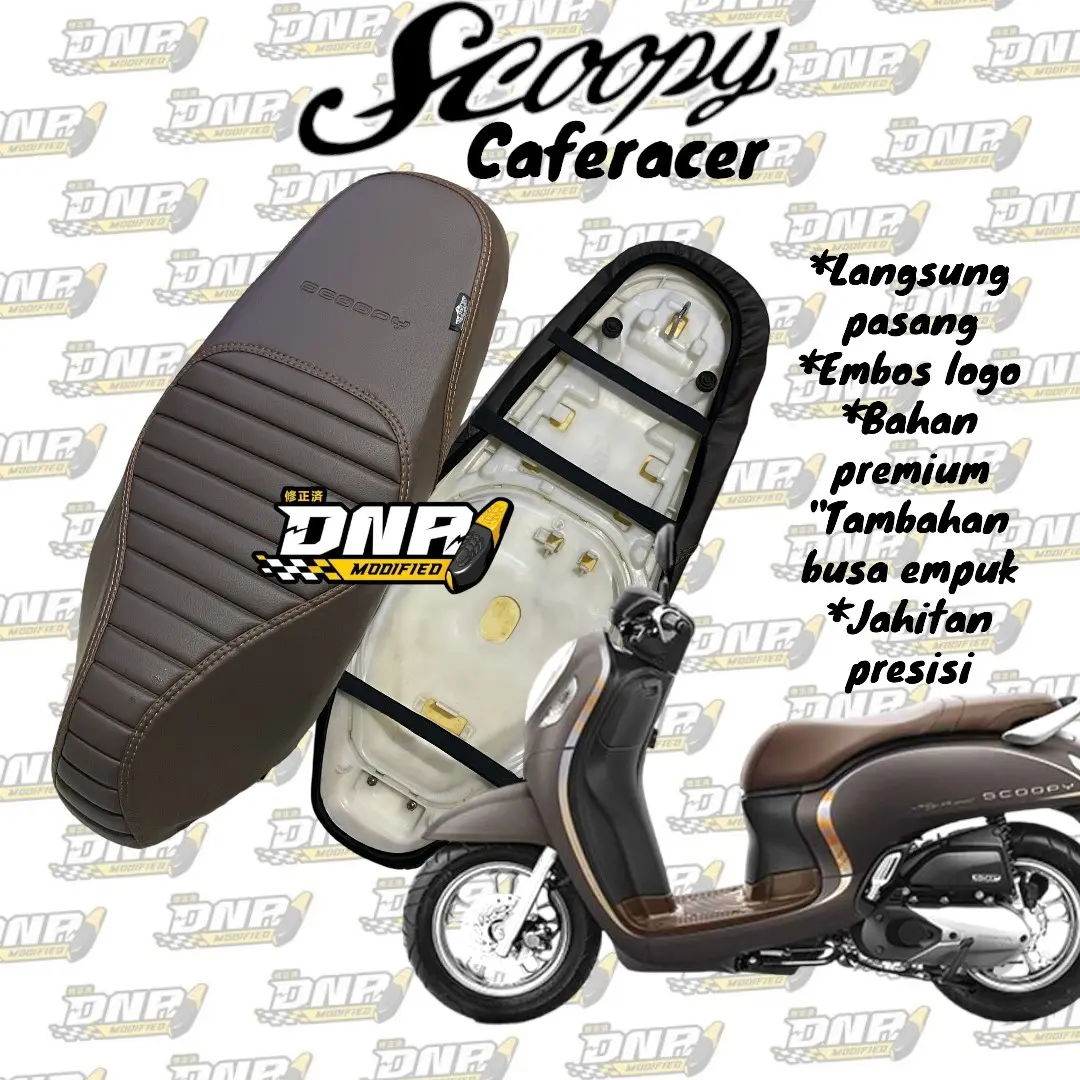 sarung jok SCOOPY CAFERACER PAKAI TALI langsung pasang tanpa lepas jok lama