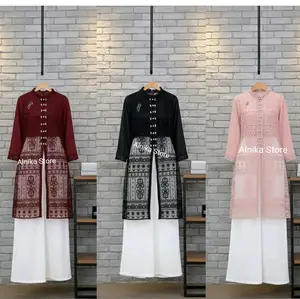 Alnika Store Hadju Outer Brokat Baju Kondangan Lebaran Wisuda Warna Maroon Hitam & Pink