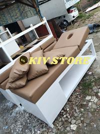 Gambar Bed Massage Matras Caramel Rangka Putih Kayu Jati Landa dari KIV STORE'S Kab. Tangerang 1 Tokopedia