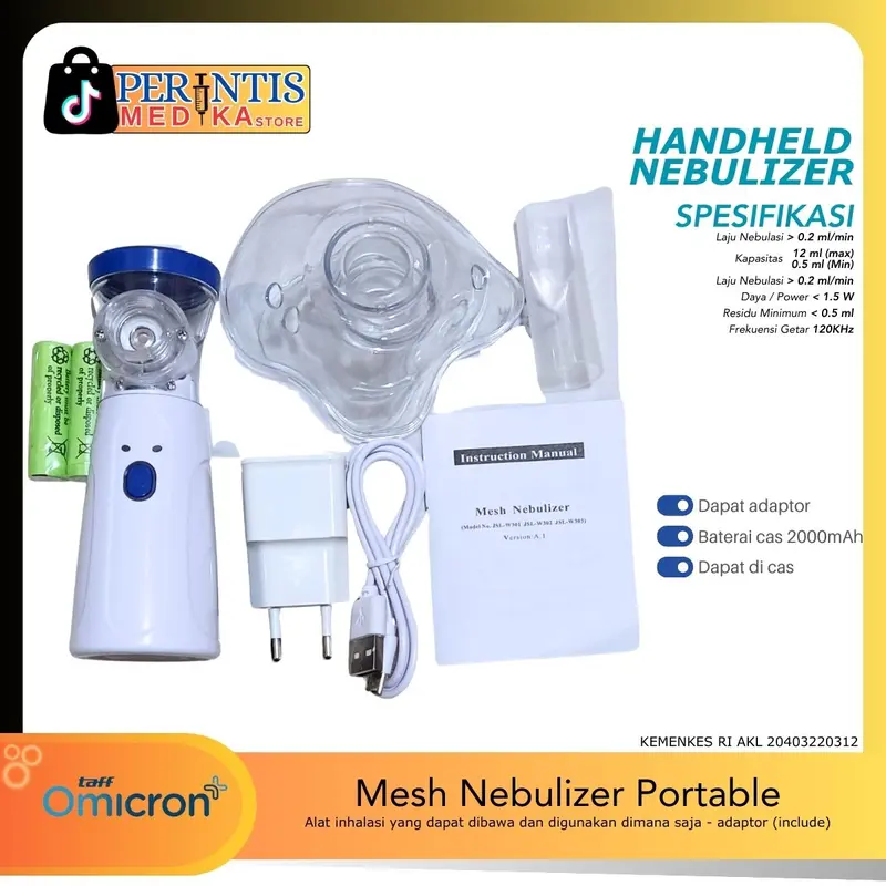 Taff Omicron Handheld Nebulizer Portable Alat Uap Inhalasi JSL W302 USB Charging inhaler  asthma 3