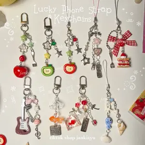 Lucky Tomato Cake Apple Fish Charm Gantungan Keychain Tas Kunci Handphone Phone Strap Aesthetic   Japan