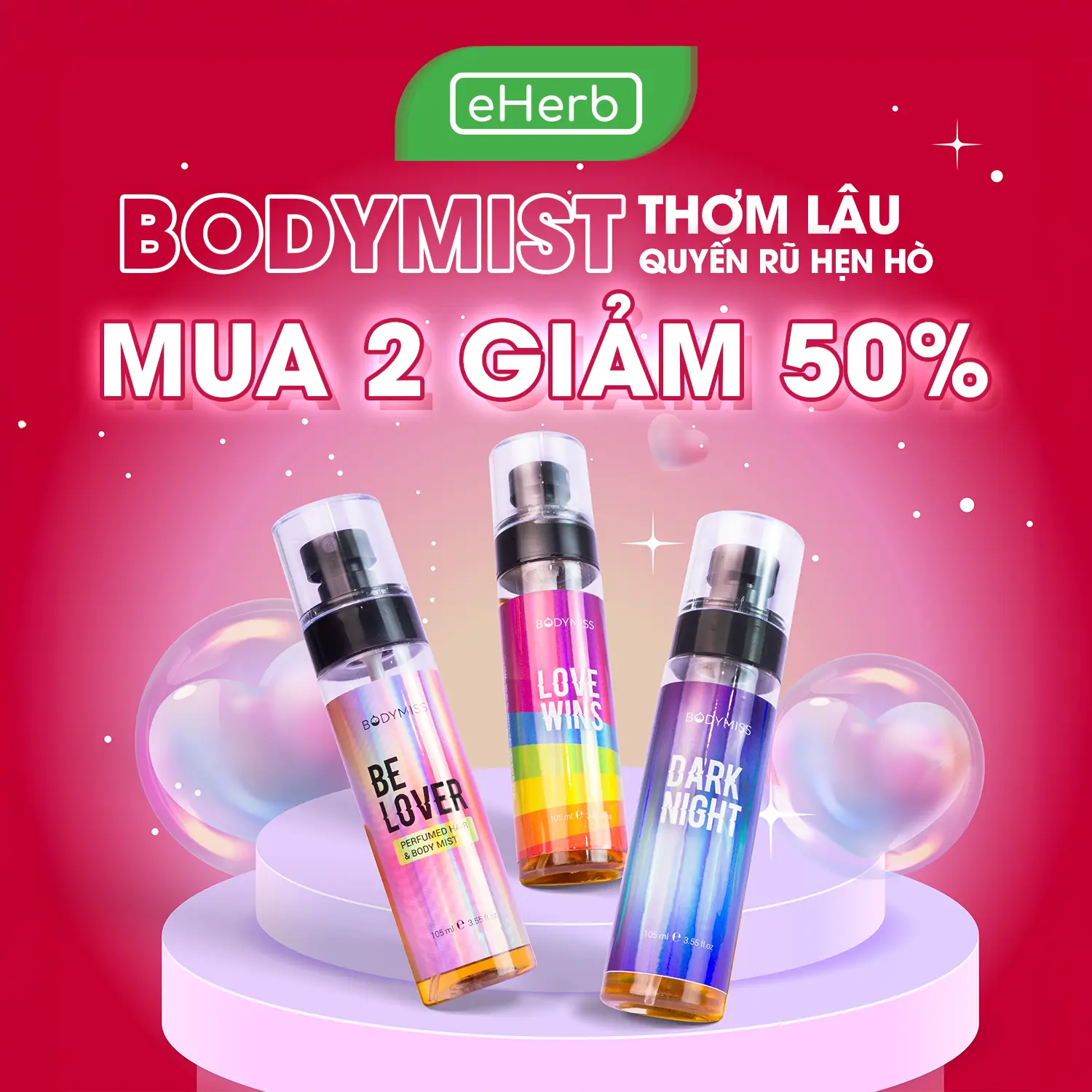 [MUA 2 GIẢM 50%] Xịt Thơm Toàn Thân & Tóc EHERB (Body Mist) - Nước Hoa Nam Nữ Quyến Rũ, Thơm Lâu - Phù Hợp Học Sinh & Người Chơi Thể Thao (Unisex)
