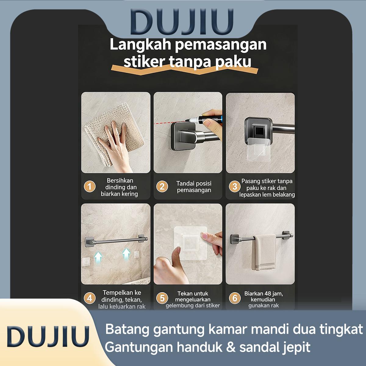 BOGAGROUP Rak Handuk Dinding Mewah Minimalis, Tanpa Bor Tanpa Paku Mudah Dipasang, Anti Karat Anti Lembab Kuat Awet Organizer Kamar Mandi Dapur Rumah Tangga