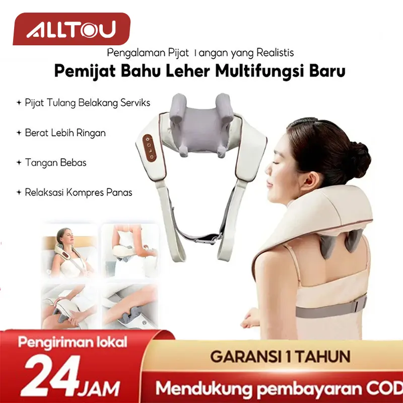 【 Pengiriman 24 jam】ALLTOU  MP2 Versi Baru Yang Ditingkatkan Multifungsi Pemijat Leher Dan Bahu Untuk Meningkatkan Tulang Belakang Leher Dan Punggung Pemijat Seluruh Tubuh Fleksibel Dan Ringan Terapi Pijit